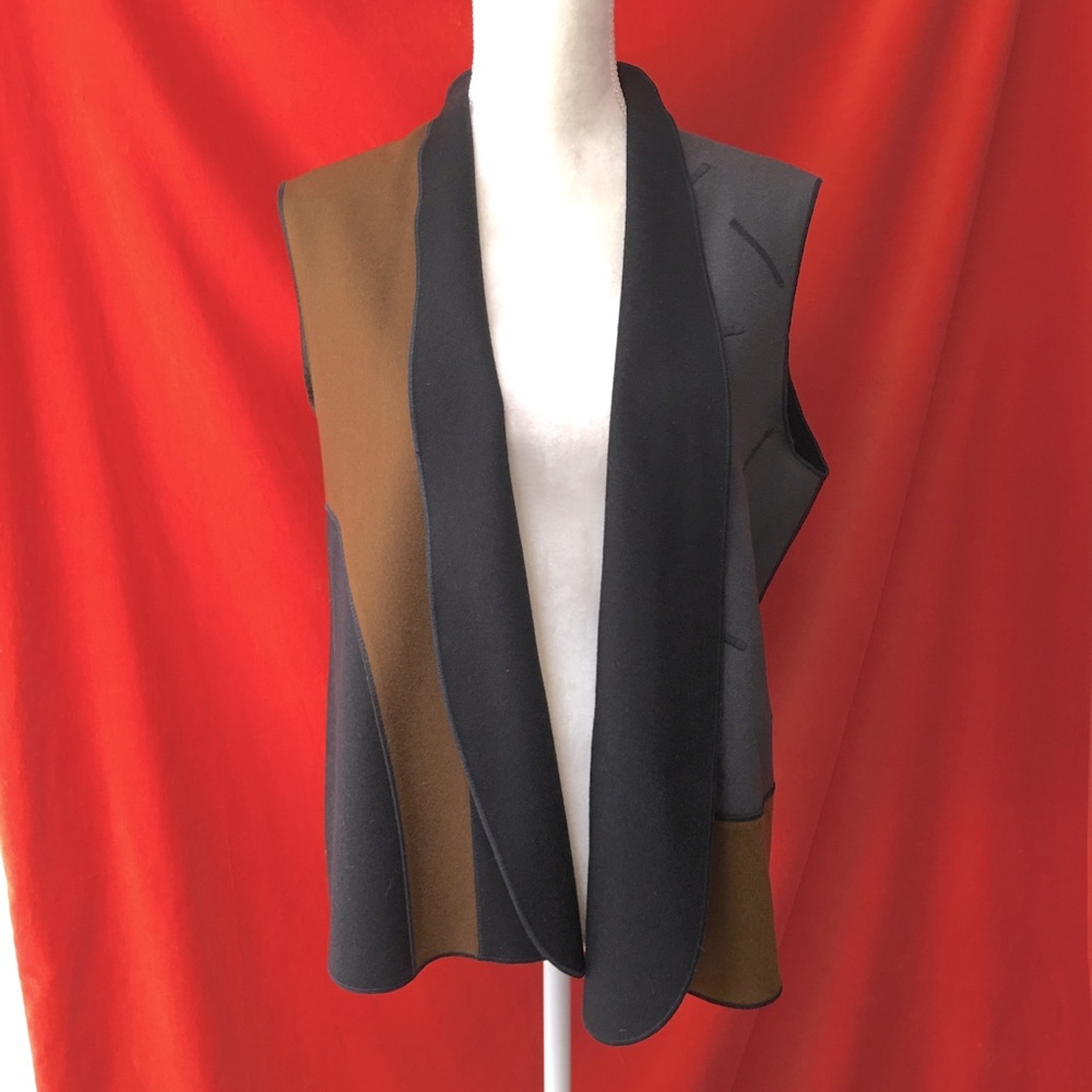 Beppa wool color block vest embroidered art to wear size xs